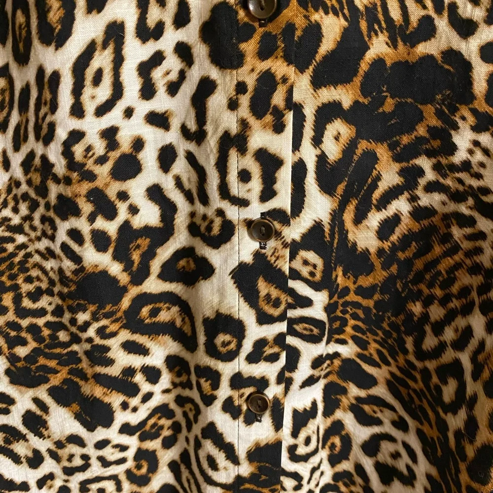 Woman’s animal print 3/4 sleeve button down blouse - Picture 6 of 7